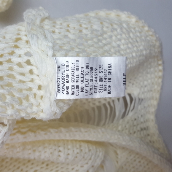 She & Sky ivory knitted pullover distressed sweater - Picture 6 of 7